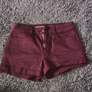american eagle red shorts
